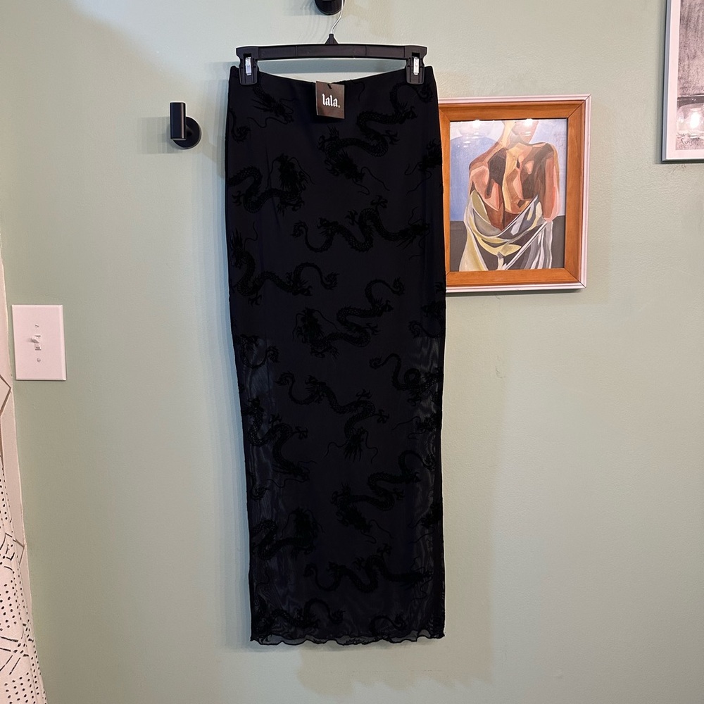 •SOLD• NWT Dressed in LALA Black Enchantress Mesh Burnout Dragon Skirt
